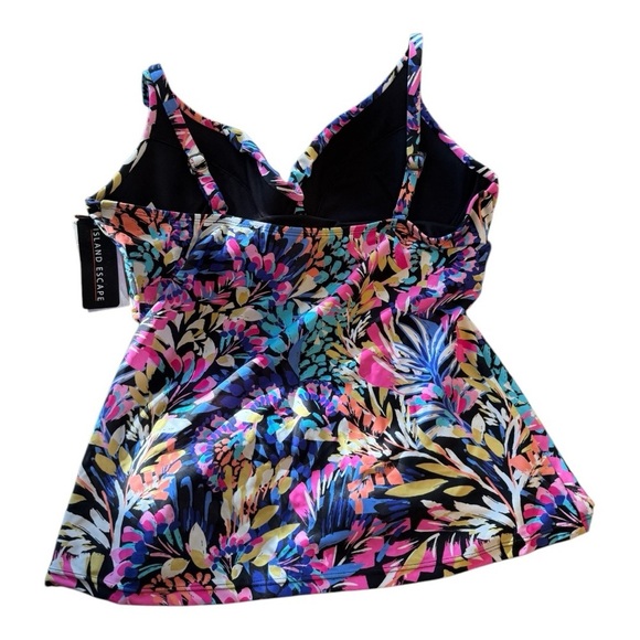 Island Escape Women's Floral Print Gemini Underwire Tankini Top - 14 - Multi - Picture 9 of 13